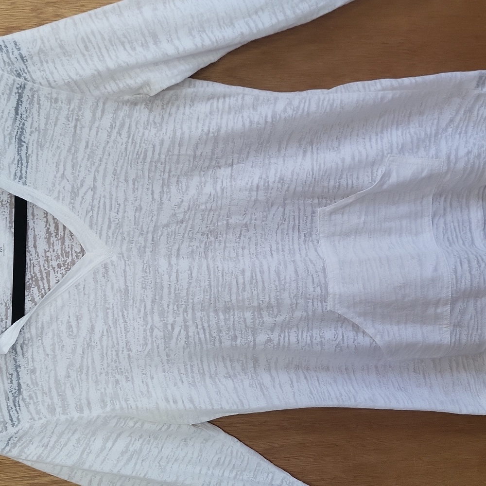 Champion White Hooded Long Sleeve Top Sheer Cover Up Top. Medium - Picture 7 of 15